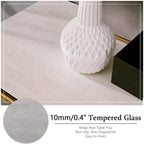 Glam 60 inch Rectangular Glass Console Table with Brushed Gold Stainless Steel Base