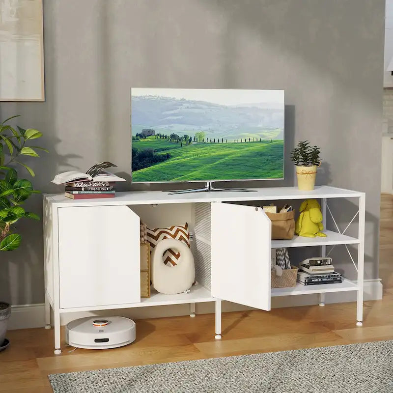 Pellebant TV Stand TV Console Entertainment Center with Storage Cabinet - 55.1 in W * 15.7 in D * 24 in H