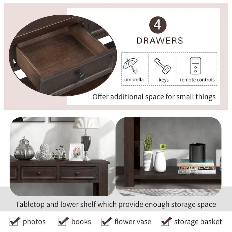 Sofa Table with Storage Drawers