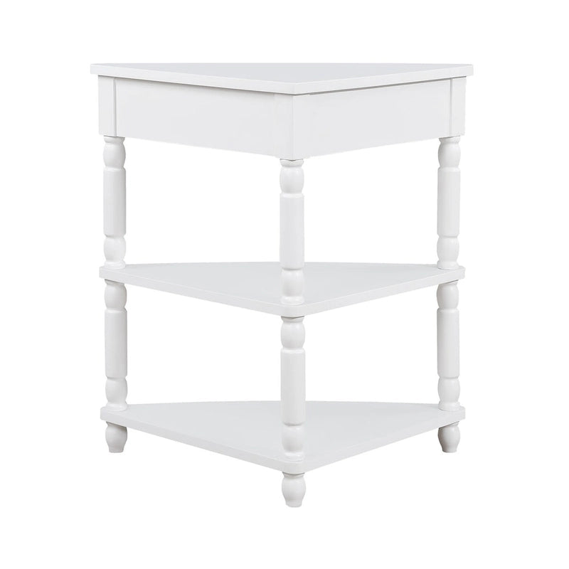 33.8Small Triangle Corner Table,Wood Corner Side Table for Small Spaces,3 Tier End Corner Table with Solid Wood Legs