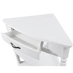 33.8Small Triangle Corner Table,Wood Corner Side Table for Small Spaces,3 Tier End Corner Table with Solid Wood Legs