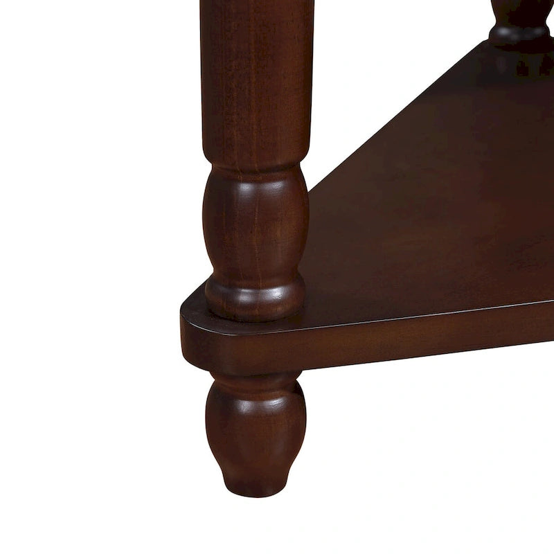 33.8Small Triangle Corner Table,Wood Corner Side Table for Small Spaces,3 Tier End Corner Table with Solid Wood Legs