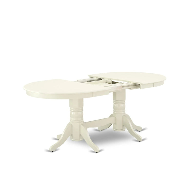 East West Furniture 9 Piece Kitchen Table Set- an Oval Dining Table and 8 Shitake Linen Fabric Chairs, Linen White