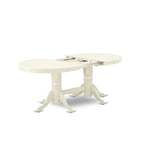 East West Furniture 9 Piece Kitchen Table Set- an Oval Dining Table and 8 Shitake Linen Fabric Chairs, Linen White