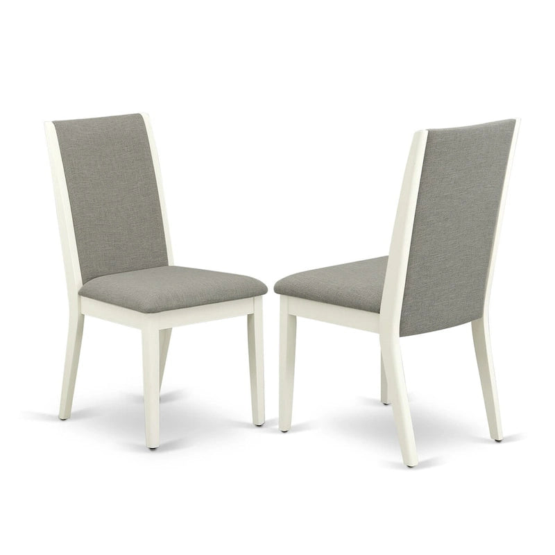 East West Furniture 9 Piece Kitchen Table Set- an Oval Dining Table and 8 Shitake Linen Fabric Chairs, Linen White