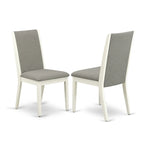 East West Furniture 9 Piece Kitchen Table Set- an Oval Dining Table and 8 Shitake Linen Fabric Chairs, Linen White