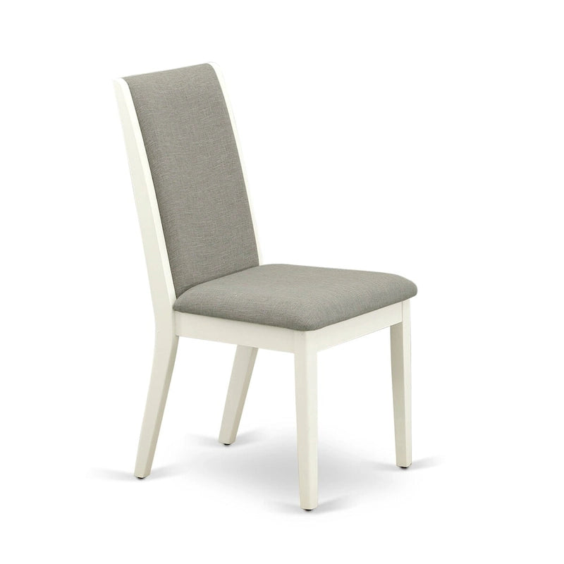 East West Furniture 9 Piece Kitchen Table Set- an Oval Dining Table and 8 Shitake Linen Fabric Chairs, Linen White