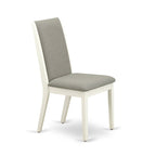 East West Furniture 9 Piece Kitchen Table Set- an Oval Dining Table and 8 Shitake Linen Fabric Chairs, Linen White