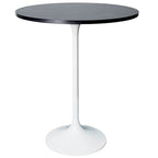 LeisureMod Verve 27 Round Dining Table with MDF Wood TableTop and White Steel Base for Kitchen & Dining Room