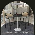 LeisureMod Verve 27 Round Dining Table with MDF Wood TableTop and White Steel Base for Kitchen & Dining Room