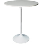 LeisureMod Verve 27 Round Dining Table with MDF Wood TableTop and White Steel Base for Kitchen & Dining Room