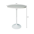 LeisureMod Verve 27 Round Dining Table with MDF Wood TableTop and White Steel Base for Kitchen & Dining Room