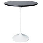 LeisureMod Verve 27 Round Dining Table with MDF Wood TableTop and White Steel Base for Kitchen & Dining Room