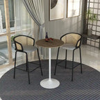LeisureMod Verve 27 Round Dining Table with MDF Wood TableTop and White Steel Base for Kitchen & Dining Room