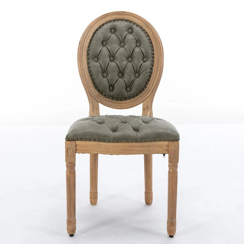 Mid-century Modern Dining Chairs Set of 4, PU Leather High-end Tufted Dining Room Chair with Nailhead Trim Solid Wood Legs