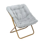 Folding Synthetic Fur Oversized Saucer Chair with Steel Frame - N/A