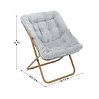 Folding Synthetic Fur Oversized Saucer Chair with Steel Frame - N/A