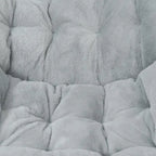 Folding Synthetic Fur Oversized Saucer Chair with Steel Frame - N/A
