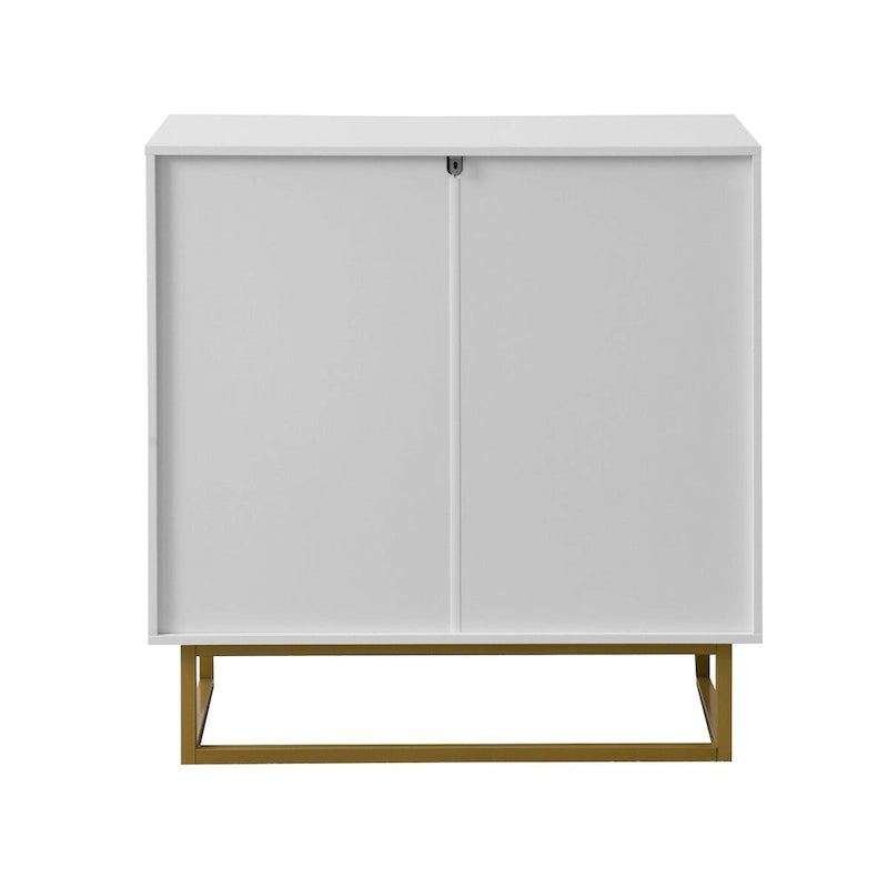 2-Door Buffet Sideboard Cabinet, White Wood Storage Cabinet with Adjustable Shelf for Living Room, Kitchen, Bedroom