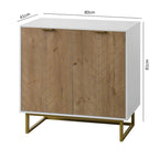 2-Door Buffet Sideboard Cabinet, White Wood Storage Cabinet with Adjustable Shelf for Living Room, Kitchen, Bedroom