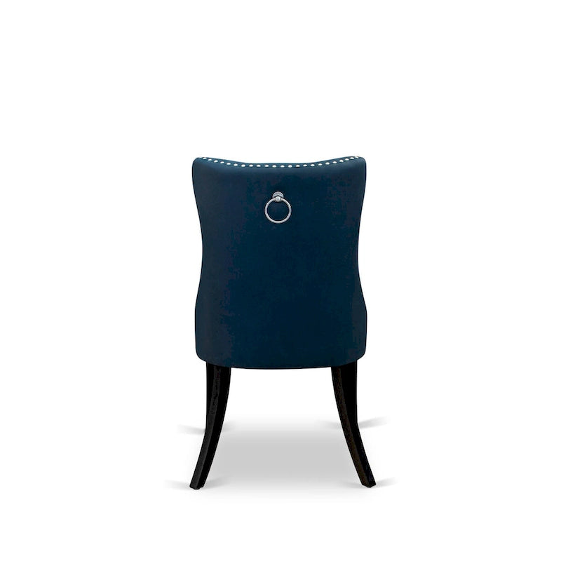 East West Furniture Kitchen Table Set Contains a Rectangle Dining Table and Upholstered Chairs, Black (Pieces Options)