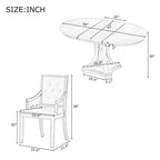 Retro 5-piece Dining Set Extendable Round Table and 4 Chairs for Kitchen Dining Room