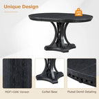 Retro 5-piece Dining Set Extendable Round Table and 4 Chairs for Kitchen Dining Room