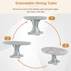 Retro 5-piece Dining Set Extendable Round Table and 4 Chairs for Kitchen Dining Room