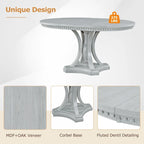 Retro 5-piece Dining Set Extendable Round Table and 4 Chairs for Kitchen Dining Room