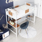 Twin Metal Loft Bed with Desk and Shelve