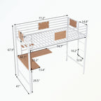Twin Metal Loft Bed with Desk and Shelve