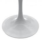 LeisureMod Verve Round Dining Table with White Resin TableTop and White Steel Base for Kitchen & Dining Room