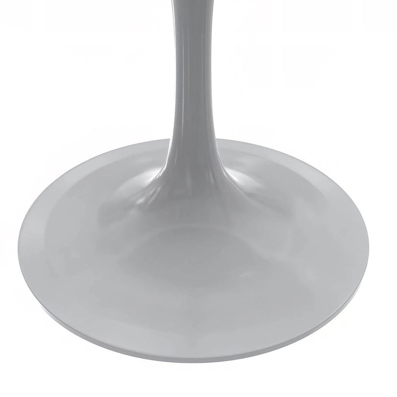 LeisureMod Verve Round Dining Table with White Resin TableTop and White Steel Base for Kitchen & Dining Room