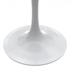 LeisureMod Verve Round Dining Table with White Resin TableTop and White Steel Base for Kitchen & Dining Room