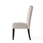 Set of 2 Fabric Upholstered Dining Chairs with Wood Legs