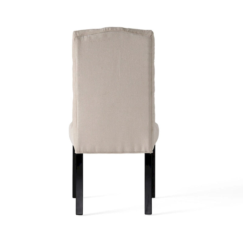 Set of 2 Fabric Upholstered Dining Chairs with Wood Legs