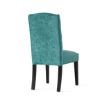 Set of 2 Fabric Upholstered Dining Chairs with Wood Legs