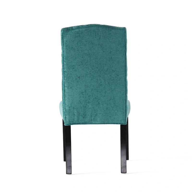 Set of 2 Fabric Upholstered Dining Chairs with Wood Legs