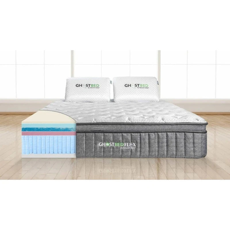GhostBed 13 inch Flex Hybrid Medium Firm Memory Foam Mattress