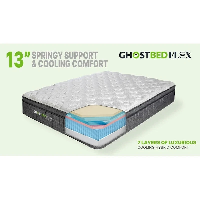 GhostBed 13 inch Flex Hybrid Medium Firm Memory Foam Mattress
