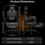 BOSSIN Big and Tall Gaming Chair 400lb with Footrest, Ergonomic Video Game Chair for Adults with Headrest and Lumbar Pillow
