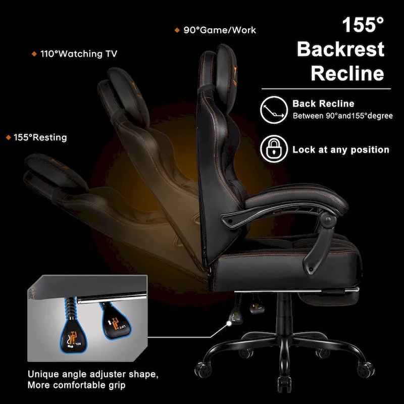 BOSSIN Big and Tall Gaming Chair 400lb with Footrest, Ergonomic Video Game Chair for Adults with Headrest and Lumbar Pillow