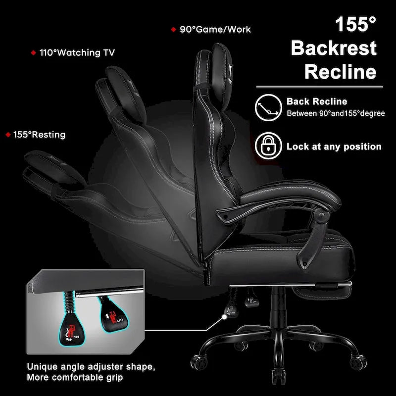 BOSSIN Big and Tall Gaming Chair 400lb with Footrest, Ergonomic Video Game Chair for Adults with Headrest and Lumbar Pillow