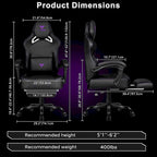 BOSSIN Big and Tall Gaming Chair 400lb with Footrest, Ergonomic Video Game Chair for Adults with Headrest and Lumbar Pillow