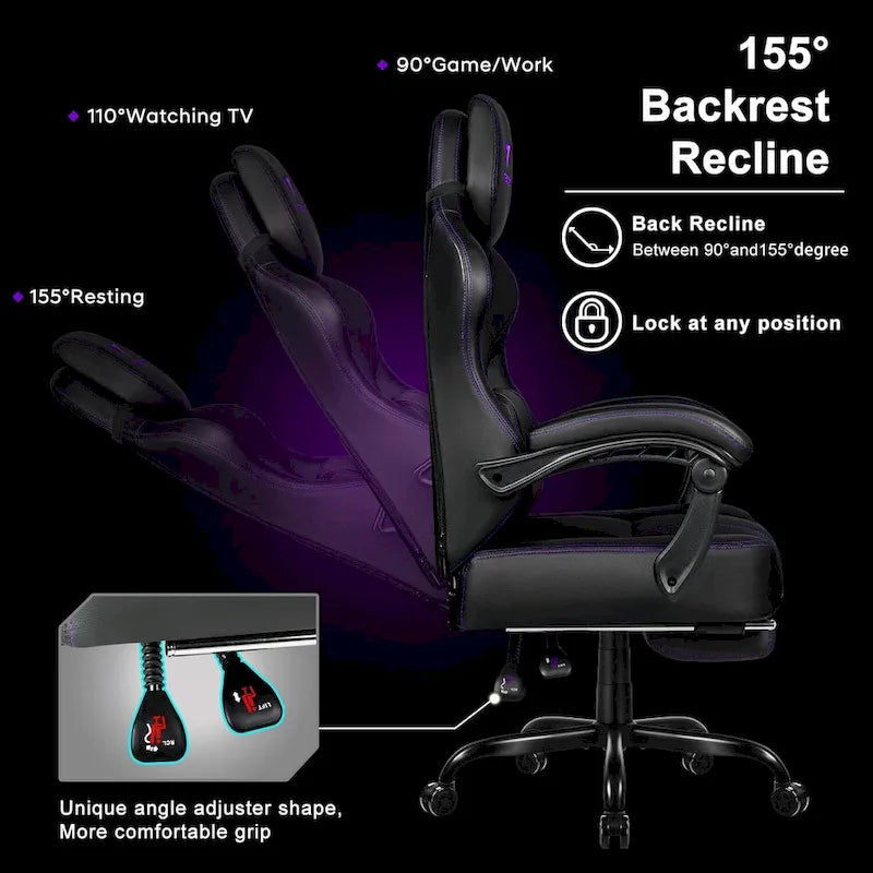 BOSSIN Big and Tall Gaming Chair 400lb with Footrest, Ergonomic Video Game Chair for Adults with Headrest and Lumbar Pillow