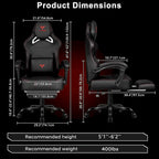 BOSSIN Big and Tall Gaming Chair 400lb with Footrest, Ergonomic Video Game Chair for Adults with Headrest and Lumbar Pillow