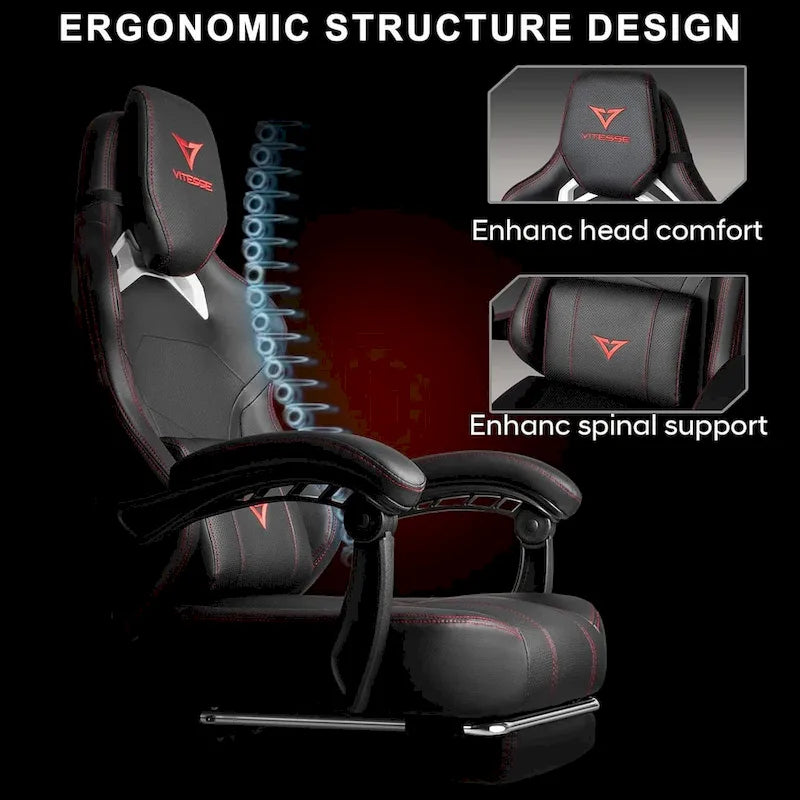 BOSSIN Big and Tall Gaming Chair 400lb with Footrest, Ergonomic Video Game Chair for Adults with Headrest and Lumbar Pillow
