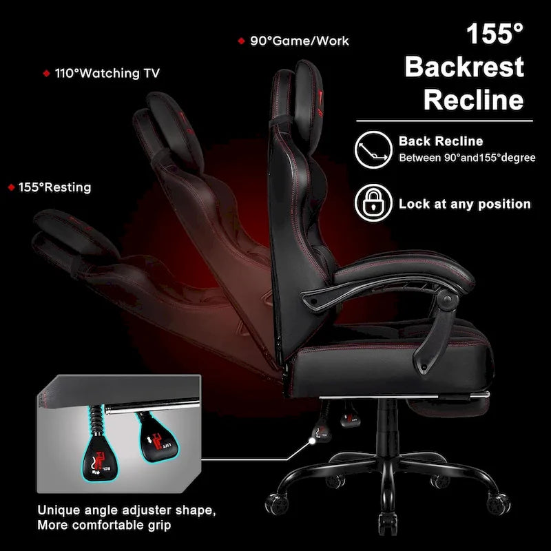 BOSSIN Big and Tall Gaming Chair 400lb with Footrest, Ergonomic Video Game Chair for Adults with Headrest and Lumbar Pillow
