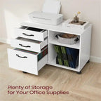 3 Drawers and Open Storage Shelves - 15.7D x 31.5W x 26H