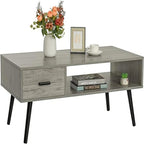 A coffee table with drawers